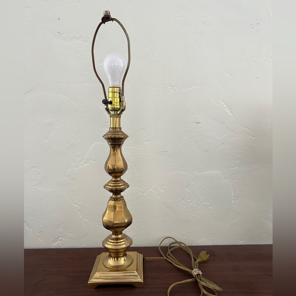 Vintage mid century geometric solid brass table lamp base bauble totem mcm - Picture 4 of 11